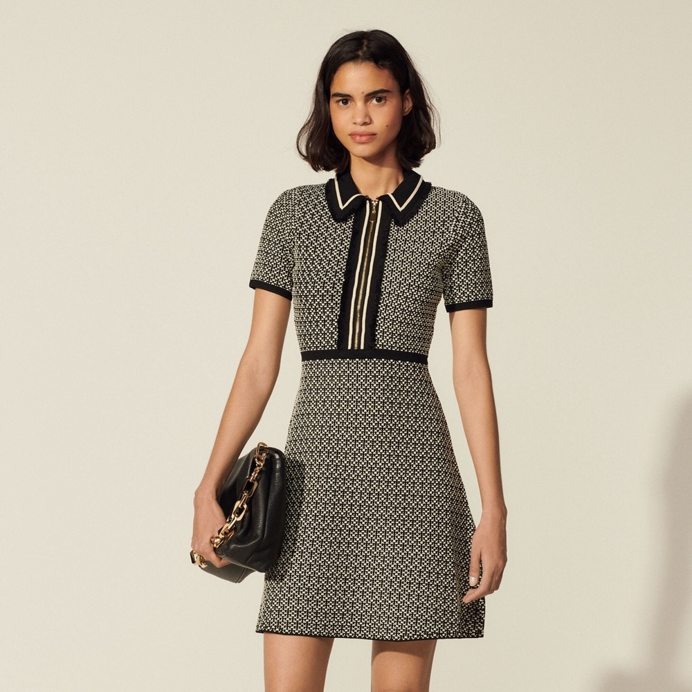Sandro Polie Stretch Tweed Short Dress